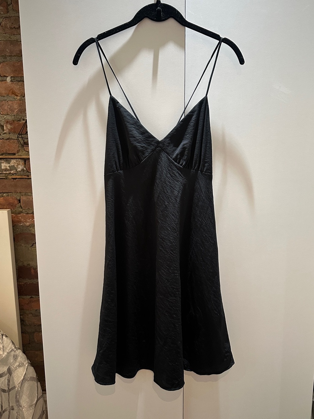 Madewell Black V-Neck Slip Mini Dress with Adjustable Strap Open Back Small 2-4
